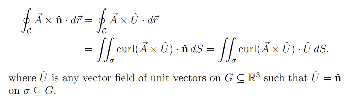 Fax Il Dr Faxu Di S Curl A Xu Inds Slcu Curl A X U U Ds Where U Is Any Vector Field Of Unit Vectors On 1