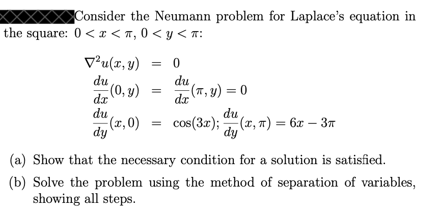 Consider The Neumann Problem For Laplace S Equation In The Square 0 X 1 0 Y Vou X Y Du 0 Y Da Du 1