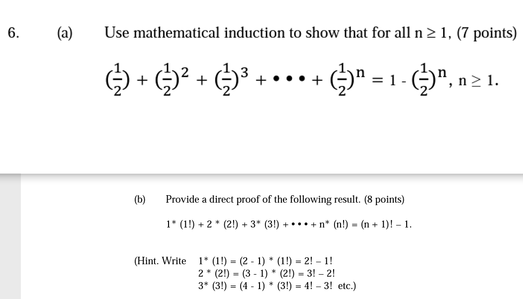 6 A Use Mathematical Induction To Show That For All N 21 7 Points 2 2 63 3 3 1 3 121 N B Provi 1