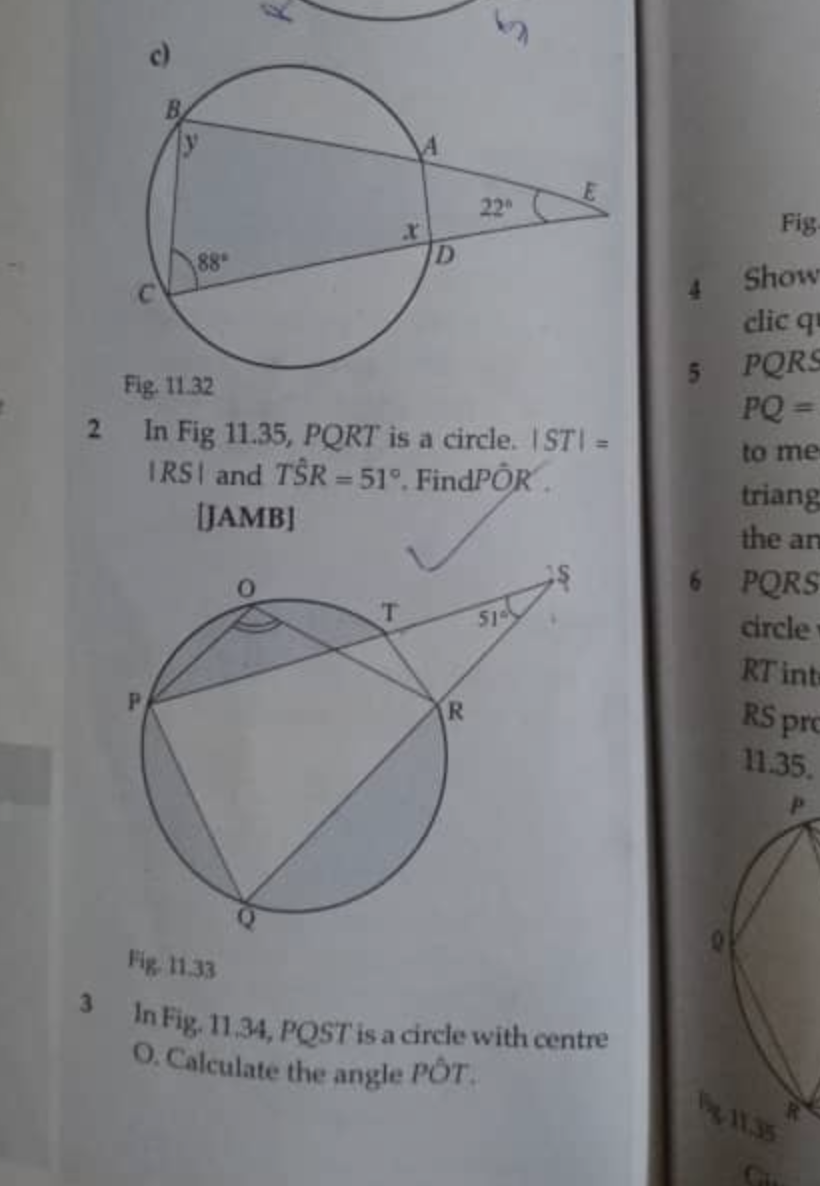 22 Fig 889 D Show Clic Q1 5 Pqrs Pq 2 Fig 11 32 In Fig 11 35 Pqrt Is A Circle Isti Irsi And Tsr 51 Findpor Ja 1