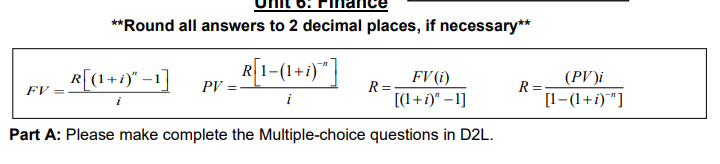 Round All Answers To 2 Decimal Places If Necessary R 1 1 1 R 1 1 I Fv Pv Fv I R 1 I 1 Pv 1