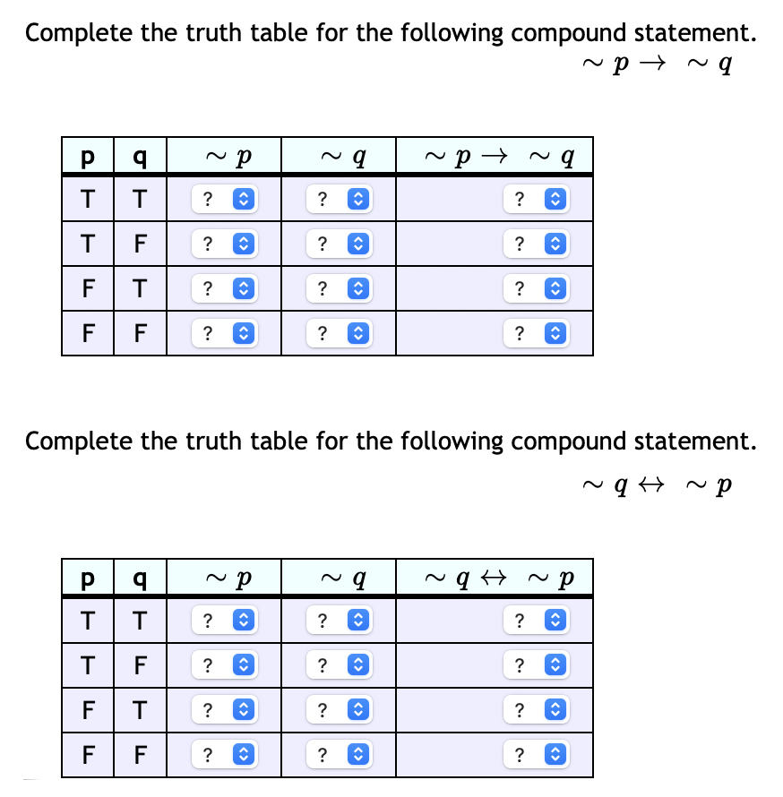 Complete The Truth Table For The Following Compound Statement P A P Q Np Va P Na T T Tf F T F 1