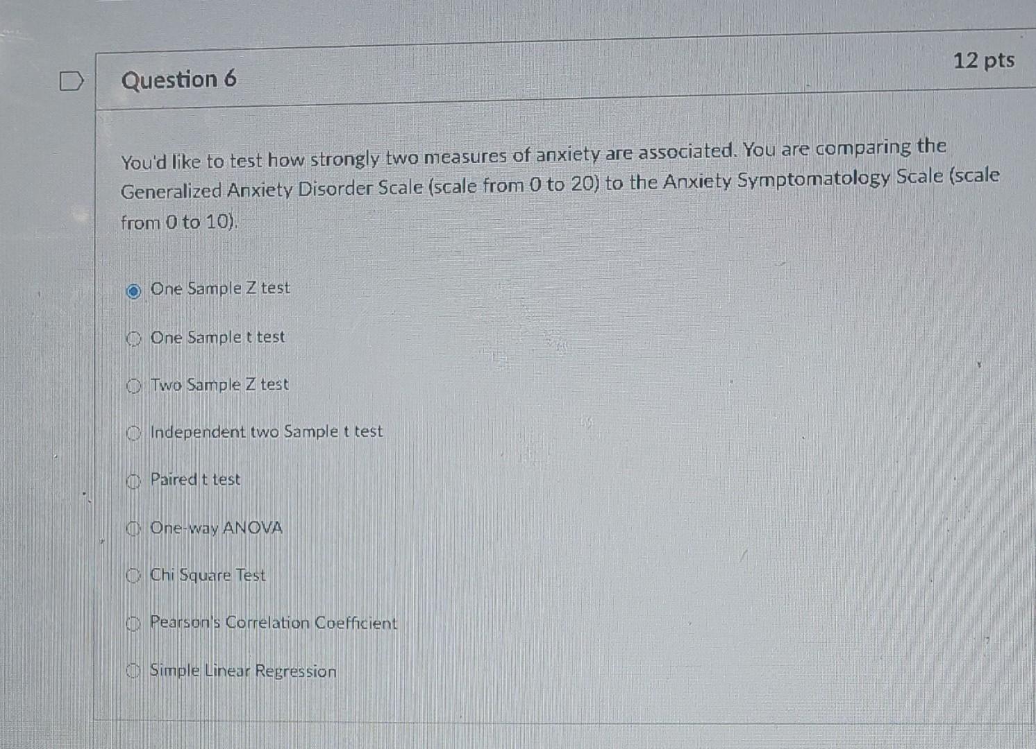 Question 5 12 Pts A You D Like To Test If Marijuana Use No Use Use Is Associated With Depression Scores 0 To 40 In 3