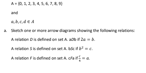 A 0 1 2 3 4 5 6 7 8 9 And A B C D E A A Sketch One Or More Arrow Diagrams Showing The Following Relatio 1
