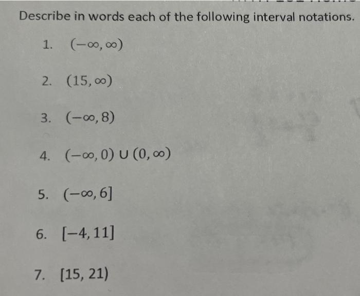 Describe In Words Each Of The Following Interval Notations 1 00 00 2 15 00 3 0 8 4 0 0 0 0 5 0 6 6 1