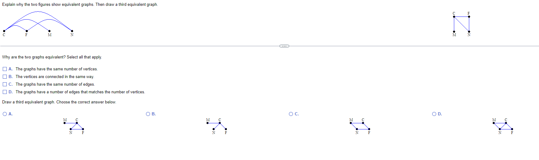 Explain Why The Two Figures Show Equivalent Graphs Then Draw A Third Equivalent Graph N F M N Why Are The Two Grap 1