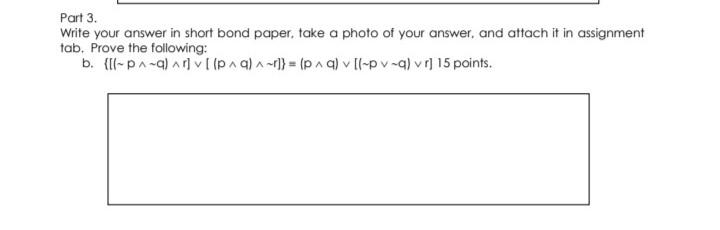Part 3 Write Your Answer In Short Bond Paper Take A Photo Of Your Answer And Attach It In Assignment Tab Prove The Fo 1