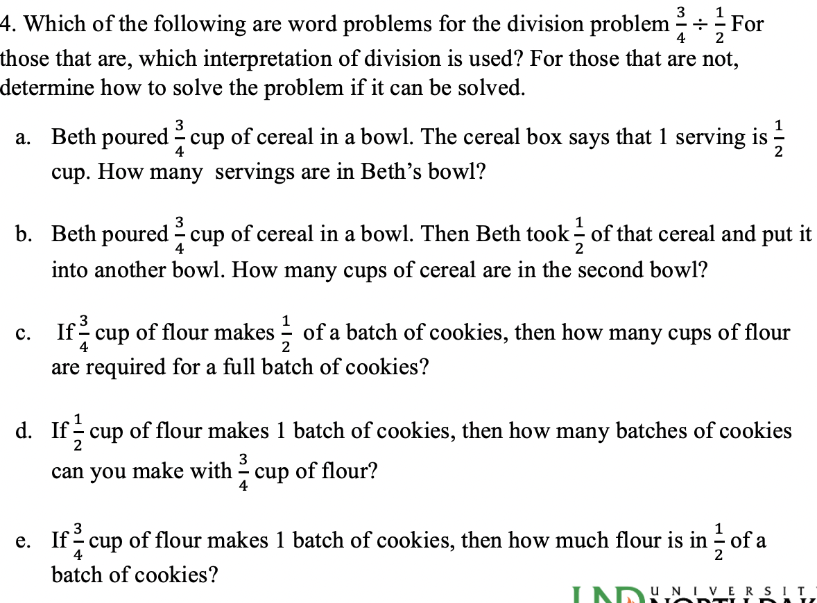 3 1 4 2 4 Which Of The Following Are Word Problems For The Division Problem For Those That Are Which Interpretati 1