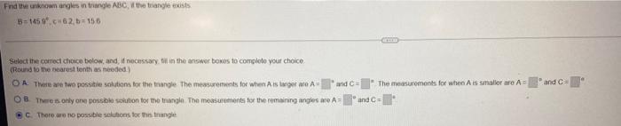 Find The Unknown Anges In Trung Ca Tingin 8145 62 0156 And The Measurements For When Amatera Select The Corre Choice Bel 2