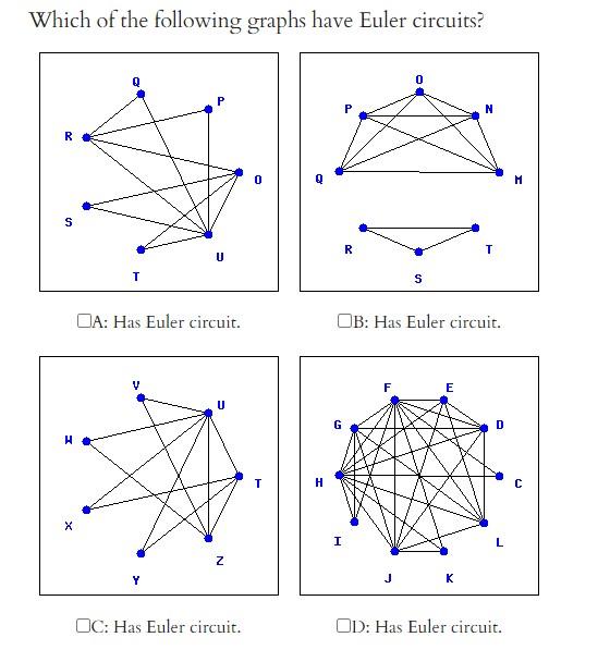 Which Of The Following Graphs Have Euler Circuits R S R T U S Da Has Euler Circuit Ob Has Euler Circuit V F E U G D 1