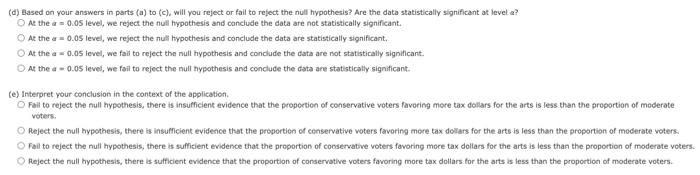 Would You Favor Spending More Federal Tax Money On The Arts Of A Random Sample Of O 95 Politically Conservative Voter 2