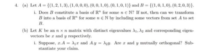 4 A Let A 1 2 1 3 1 0 0 0 0 0 1 0 0 1 0 1 And B 1 0 1 0 0 2 0 3 I Does B Constitute A Basis 1