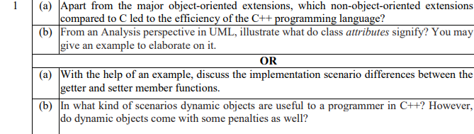 1 A Apart From The Major Object Oriented Extensions Which Non Object Oriented Extensions Compared To C Led To The Eff 1