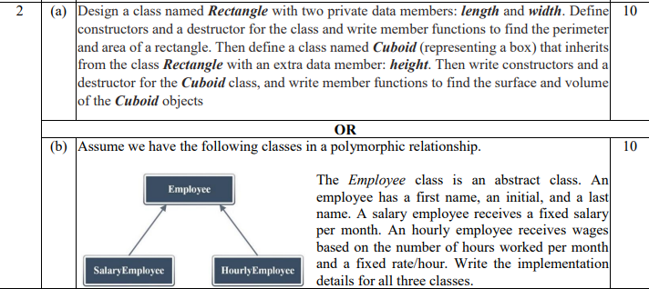 2 A Design A Class Named Rectangle With Two Private Data Members Length And Width Define 10 Constructors And A Destr 1