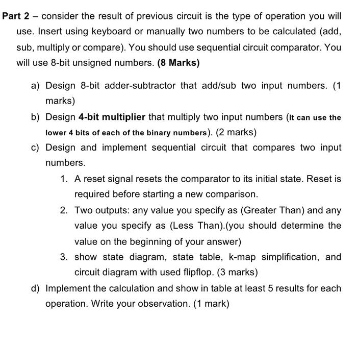 Part 2 Consider The Result Of Previous Circuit Is The Type Of Operation You Will Use Insert Using Keyboard Or Manuall 1
