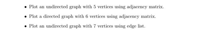 Plot An Undirected Graph With 5 Vertices Using Adjacency Matrix Plot A Directed Graph With 6 Vertices Using Adjacen 1