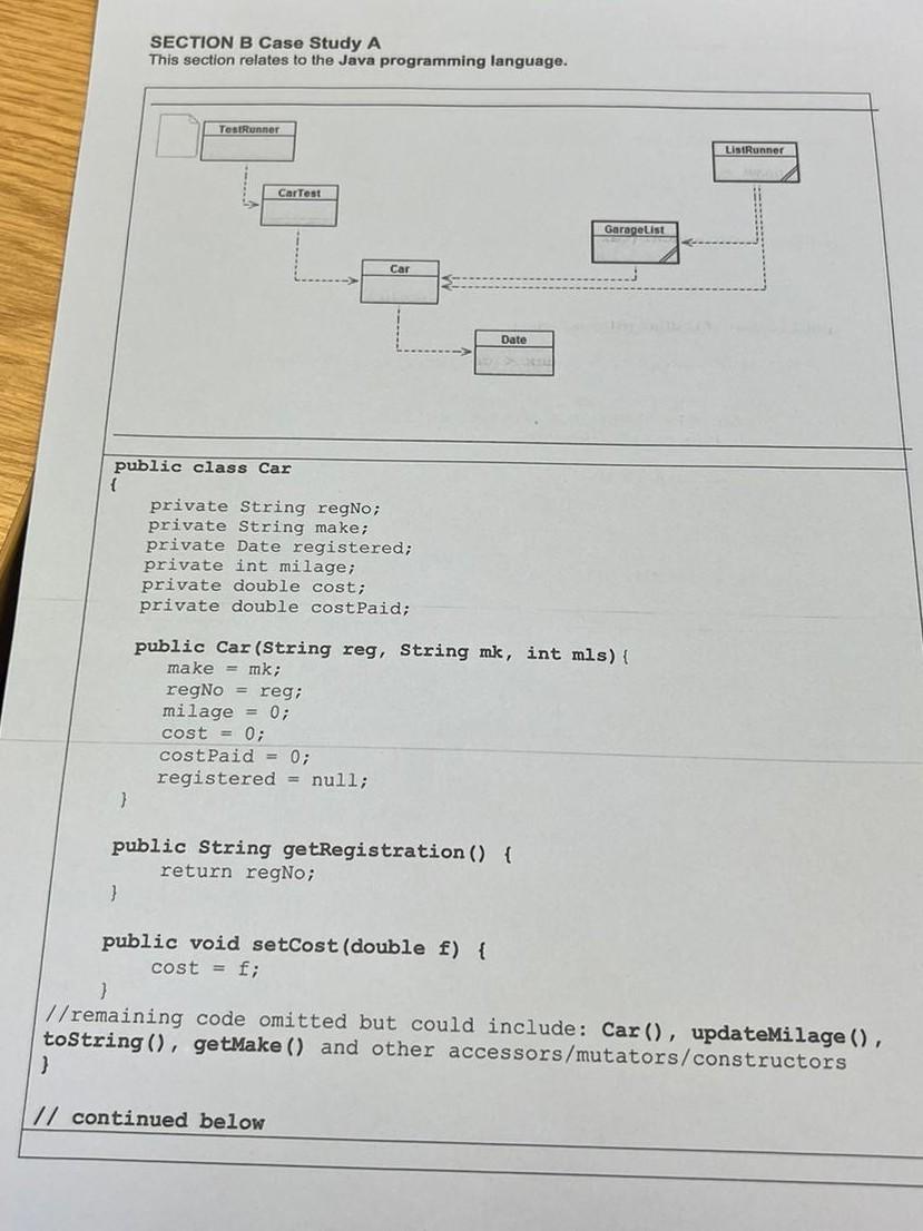 26 Ma Write The Code To Be Included In The Cartest Class Which I Declares A Car Object Called Mycar And Creates It Wi 2