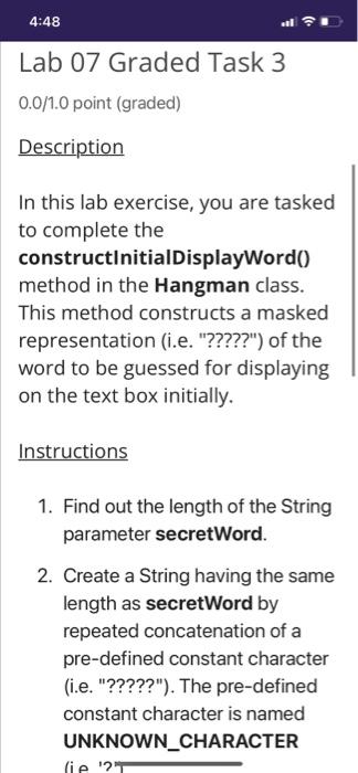 4 47 Lab 07 Graded Task 2 0 0 1 0 Point Graded Description In This Lab Exercise You Are Tasked To Complete The Pickse 3