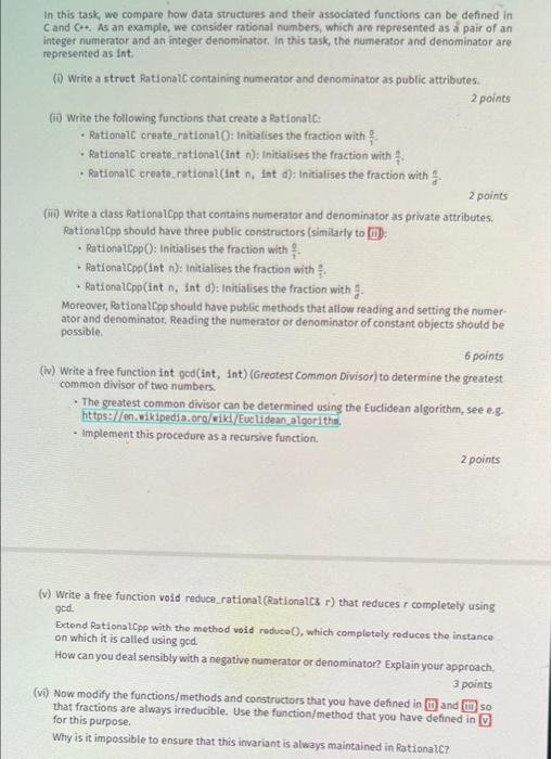 In This Task We Compare How Data Structures And Their Associated Functions Can Be Defined In Cand Cr As An Example We 1