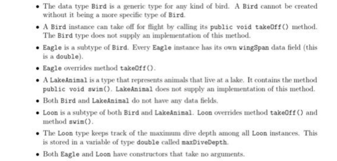 The Data Type Bird Is A Generic Type For Any Kind Of Bird A Bird Cannot Be Created Without It Being A More Specific Typ 1