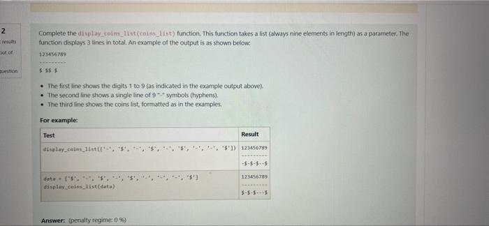 Answer Penalty Regime 1 Ter Display Coins List Coins List 2 Data T S 3 Print Len Data For In Rangeln Data 5 2