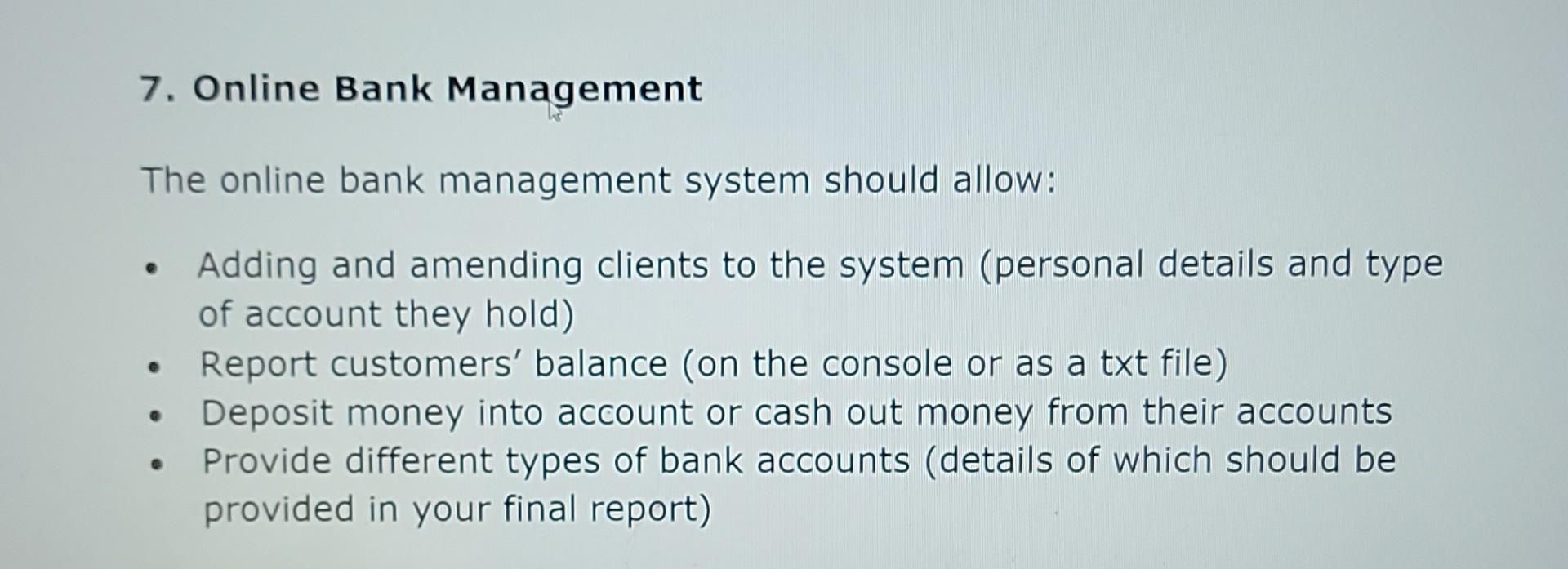 Please Write A Code In Either Java Or Python Based On An Uk Based Online Bank Management System 1