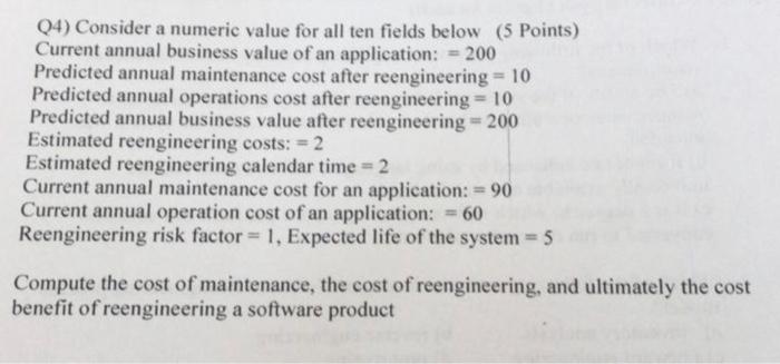 4 Consider A Numeric Value For All Ten Fields Below 5 Points Current Annual Business Value Of An Application 200 1