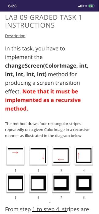 6 23 Lte E Lab 09 Graded Task 1 Instructions Description In This Task You Have To Implement The Changescreen Colorimage 1