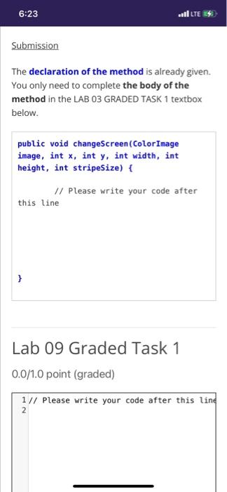 6 23 Lte E Lab 09 Graded Task 1 Instructions Description In This Task You Have To Implement The Changescreen Colorimage 6