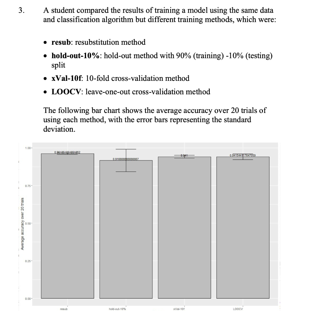3 A Student Compared The Results Of Training A Model Using The Same Data And Classification Algorithm But Different Tra 1