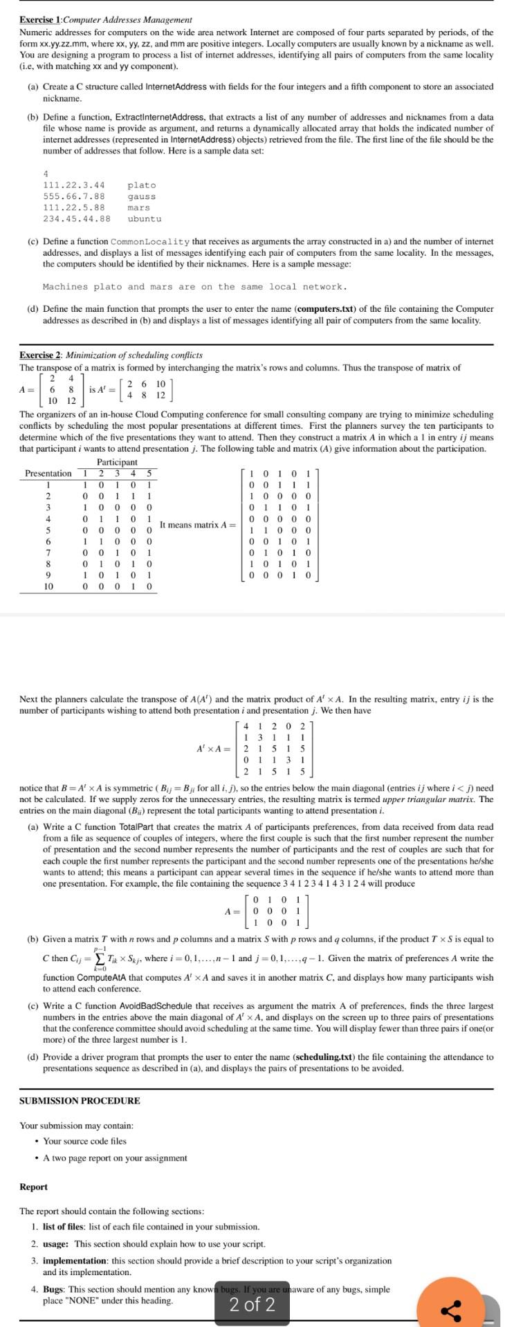 Exercise 1 Computer Addresses Management Numeric Addresses For Computers On The Wide Area Network Internet Are Composed 1