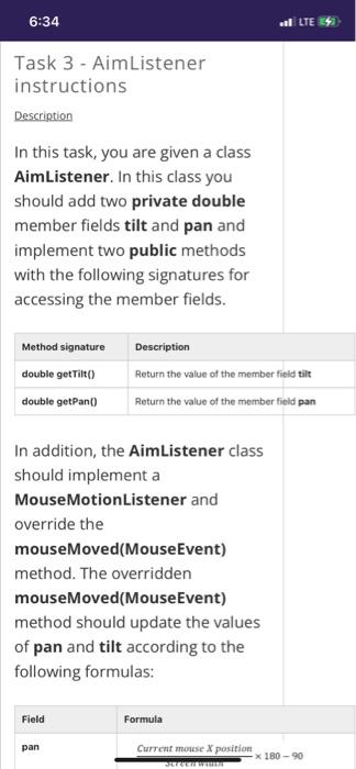 6 34 L Ue Task 3 Aimlistener Instructions Description In This Task You Are Given A Class Aimlistener In This Clas 1