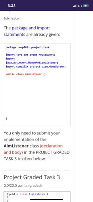 6 34 L Ue Task 3 Aimlistener Instructions Description In This Task You Are Given A Class Aimlistener In This Clas 3