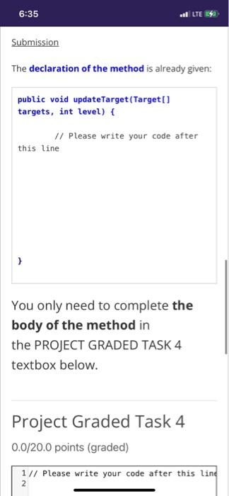 6 34 El Lte 64 Task 4 Targetupdater Instructions Description In This Task You Are Given A Method Updatetarget Target 3