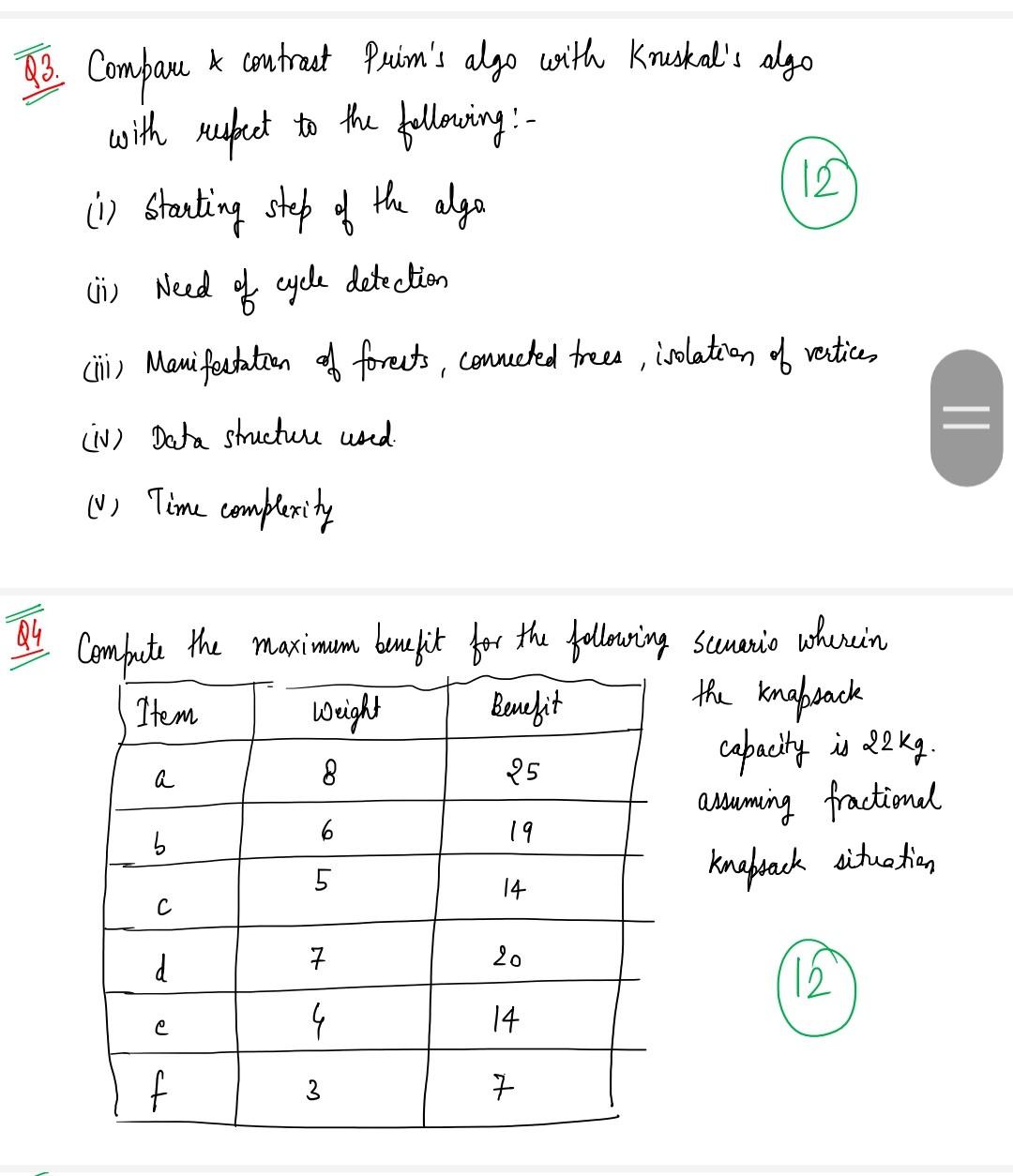 23 Compare Contract Preim S Algo With Kruskal S Algo With Respect To The Following 12 1 Starting Step Of The A 1