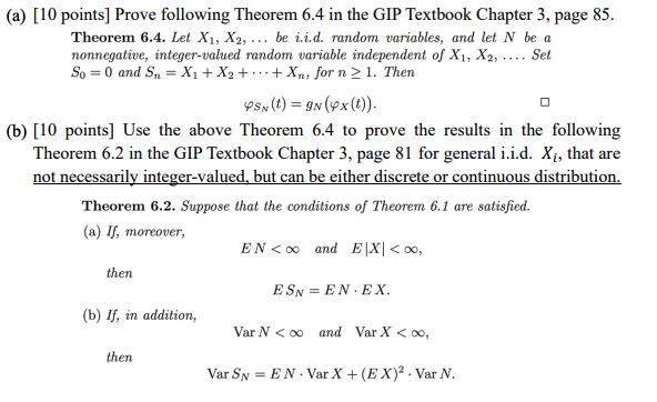 A 10 Points Prove Following Theorem 6 4 In The Gip Textbook Chapter 3 Page 85 Theorem 6 4 Let X1 X2 Be I I 1