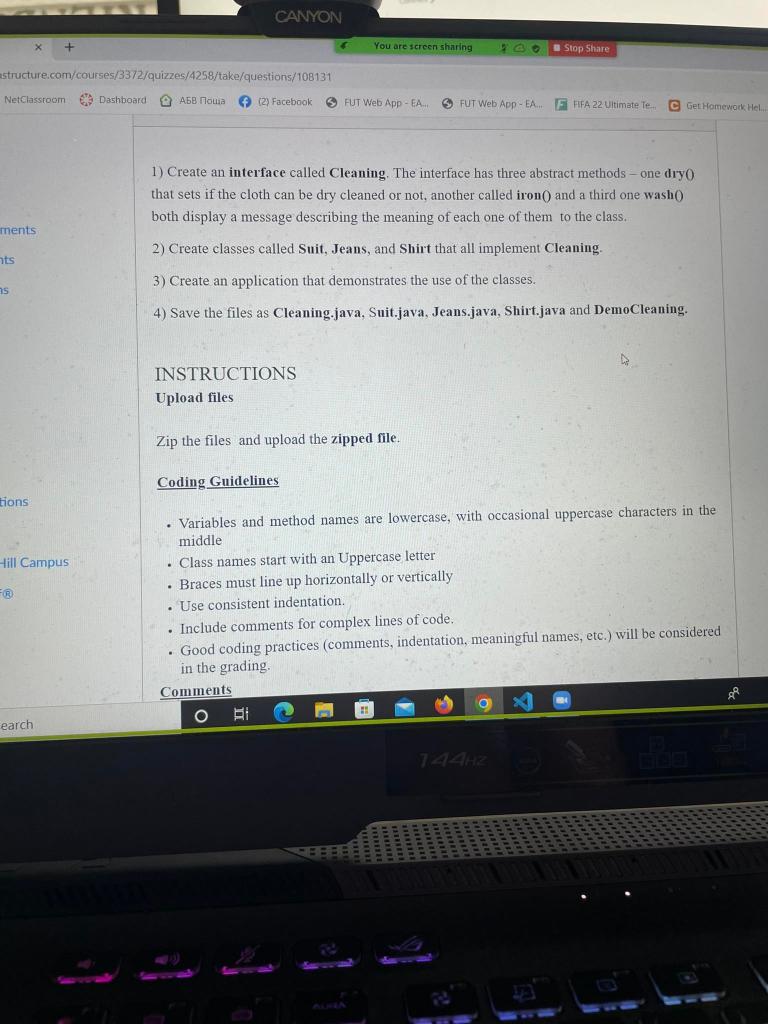 Canyon You Are Screen Sharing Stop Share Estructure Com Courses 3372 Quizzes 4258 Take Questions 108131 Netclassroom Das 1