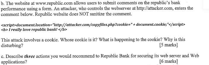 B The Website At Www Republic Com Allows Users To Submit Comments On The Republic S Bank Performance Using A Form An A 1