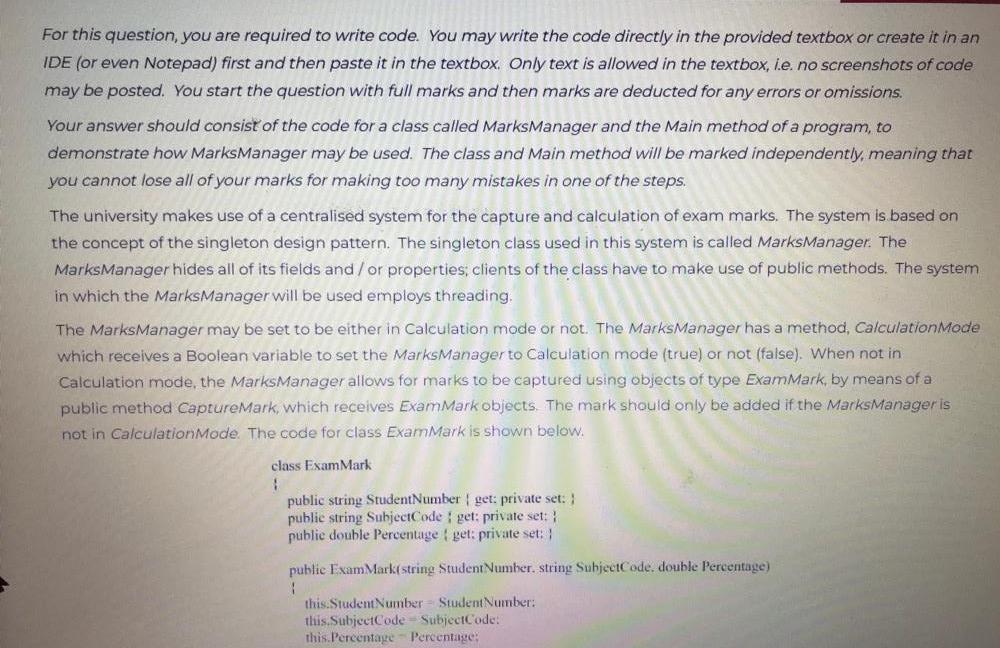For This Question You Are Required To Write Code You May Write The Code Directly In The Provided Textbox Or Create It 1