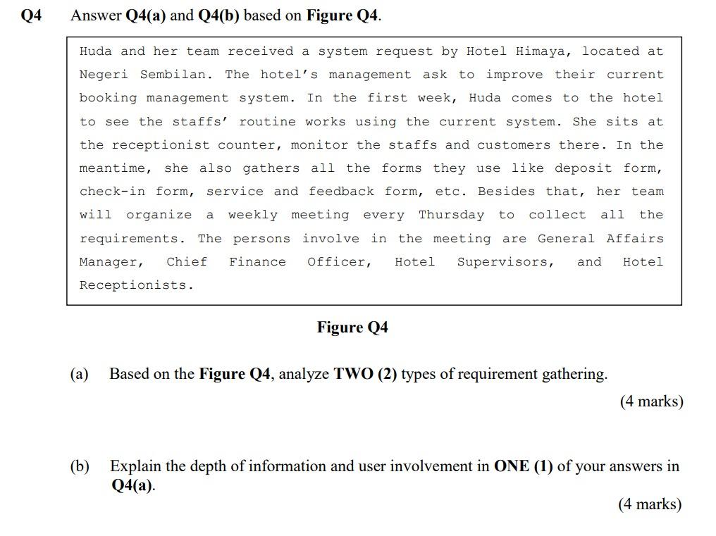 Q4 Answer Q4 A And Q4 B Based On Figure Q4 Huda And Her Team Received A System Request By Hotel Himaya Located At Ne 1