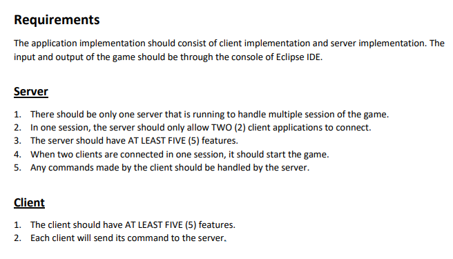 Requirements The Application Implementation Should Consist Of Client Implementation And Server Implementation The Input 1