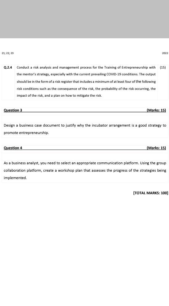 21 22 23 2022 Assignment Instructions Please Ensure That You Answer All The Questions Question Marks 100 Assignment 6