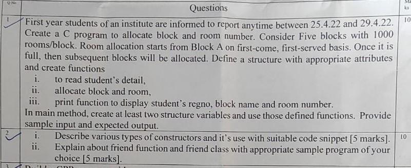 On To Questions First Year Students Of An Institute Are Informed To Report Anytime Between 25 4 22 And 29 4 22 Create A 1