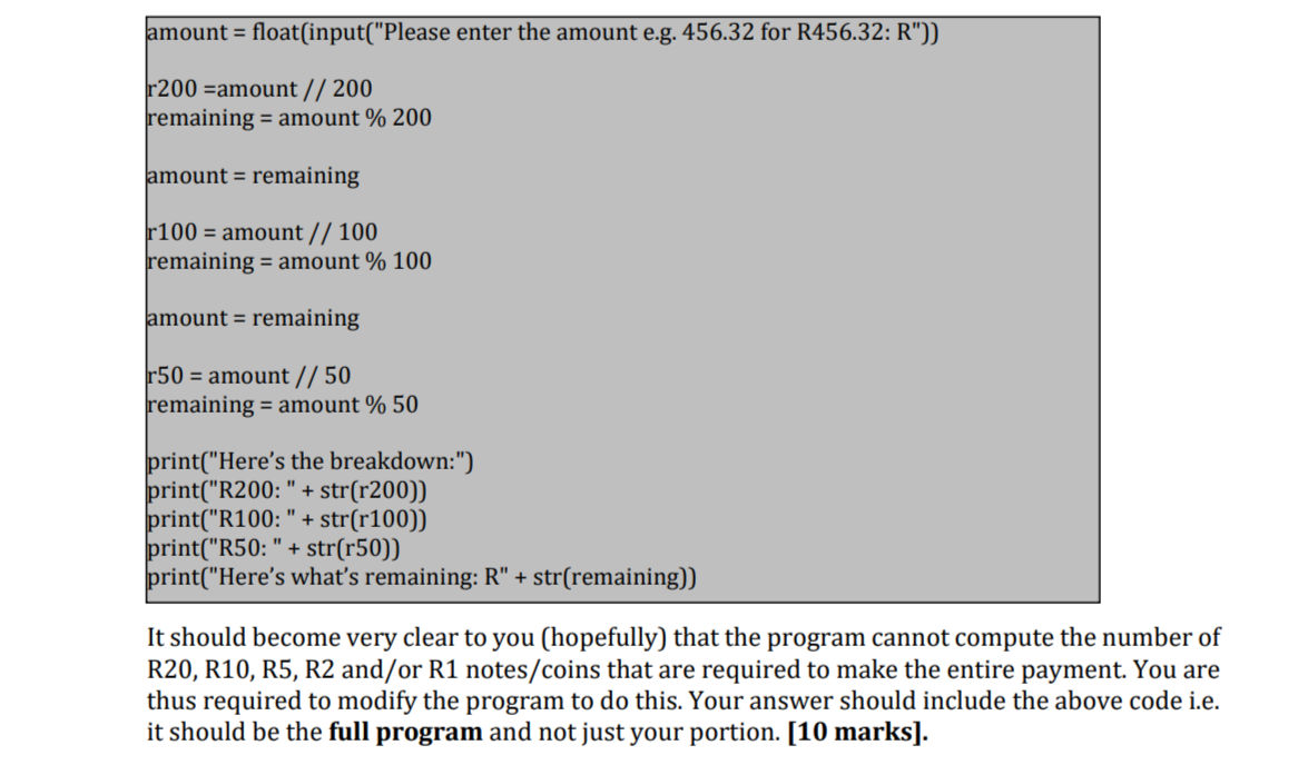 Amount Float Input Please Enter The Amount E G 456 32 For R456 32 R R200 Amount 200 Remaining Amount 200 1