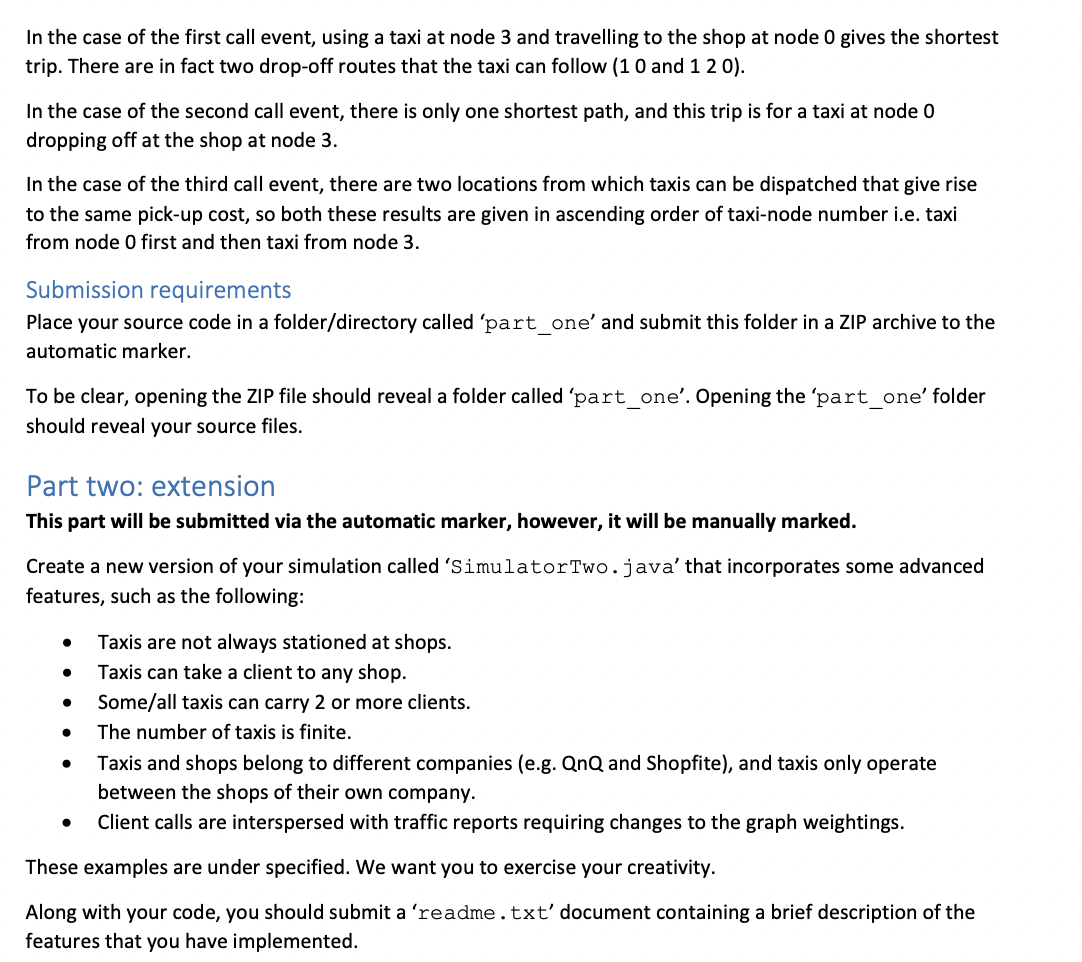 Introduction This Assignment Concerns Using Directed Graphs To Develop A Simulation Of A Very Cheap Taxi Service Offered 4