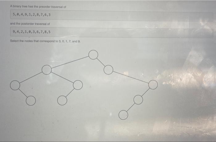 A Binary Tree Has The Preorder Traversal Of 5 0 4 9 1 2 8 7 6 3 And The Postorder Traversal Of 9 4 2 1 0 3 6 7 8 5 Selec 1