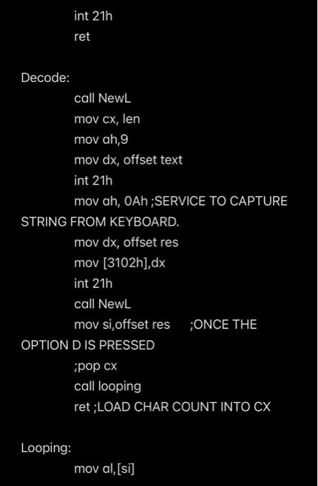 Welcome To The Shift Cipher Program Data Segment Add Your Data Here Enter Db Oah Odh Welcome Db Welcome To The 8