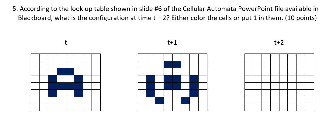 5 According To The Look Up Table Shown In Slide 6 Of The Cellular Automata Powerpoint File Available In Blackboard Wh 1