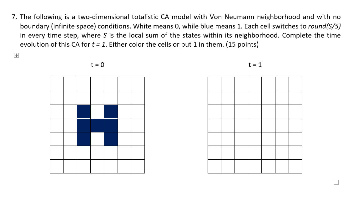 Can Anyone Solve This Question With Using Von Neumann Neighborhood Cellular Automata Algorithm And With No Boundary Infi 1