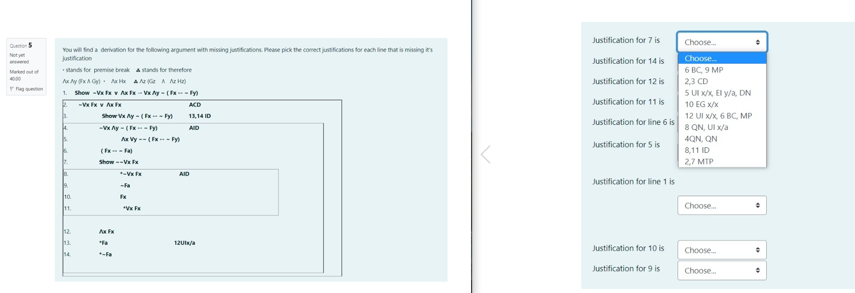 Justification For 7 Is Question 5 Choose Not Yet Answered Justification For 14 Is Marked Out Of 40 00 Justification F 1